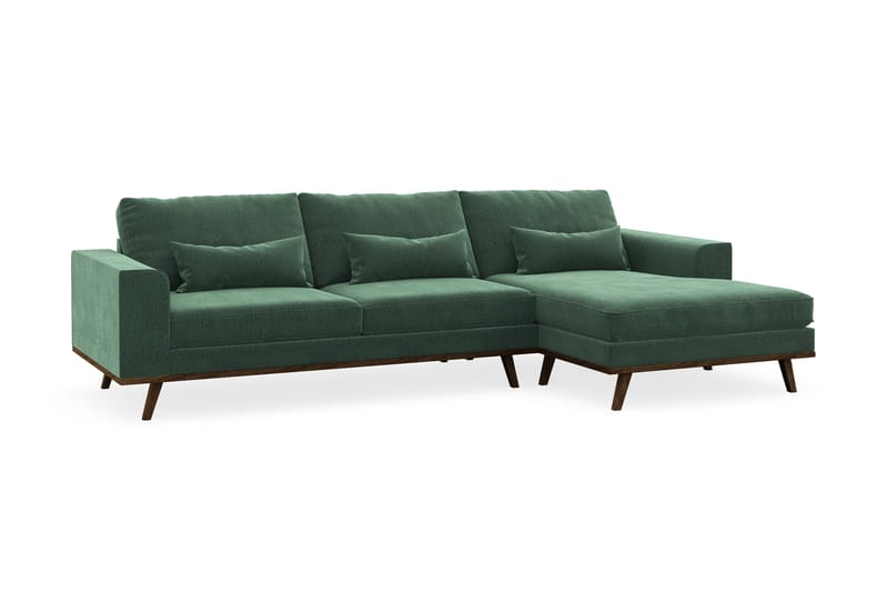 Copenhagen 4-sits Högervänd L-formad Divansoffa i Sammet - Mörkgrön - Möbler - Soffa - Divansoffa & schäslongsoffa - 4 sits soffa med divan