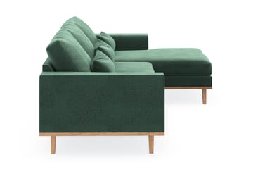 Copenhagen 4-sits Högervänd L-formad Divansoffa i Sammet - Mörkgrön - Möbler - Soffa - Divansoffa & schäslongsoffa - 4 sits soffa med divan