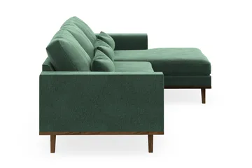 Copenhagen 4-sits Högervänd L-formad Divansoffa i Sammet - Mörkgrön - Möbler - Soffa - Divansoffa & schäslongsoffa - 4 sits soffa med divan