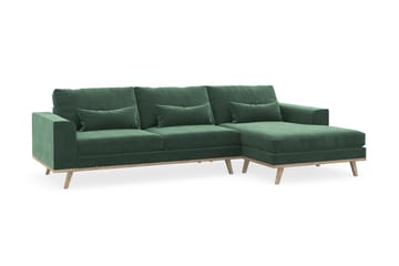 Copenhagen 4-sits Högervänd L-formad Divansoffa i Sammet - Mörkgrön - Möbler - Soffa - Divansoffa & schäslongsoffa - 4 sits soffa med divan