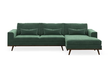 Copenhagen 4-sits Högervänd L-formad Divansoffa i Sammet - Mörkgrön - Möbler - Soffa - Divansoffa & schäslongsoffa - 4 sits soffa med divan