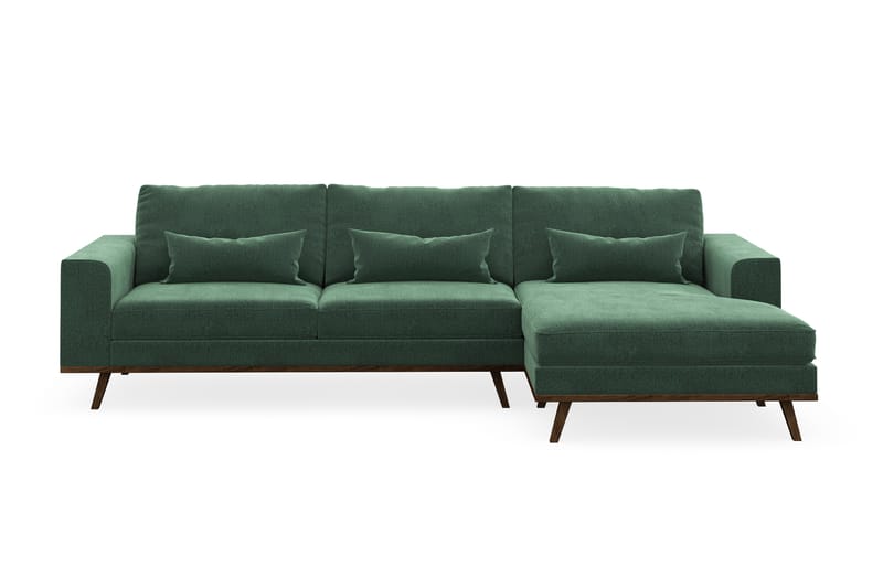 Copenhagen 4-sits Högervänd L-formad Divansoffa i Sammet - Mörkgrön - Möbler - Soffa - Divansoffa & schäslongsoffa - 4 sits soffa med divan