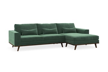 Copenhagen 4-sits Högervänd L-formad Divansoffa i Sammet - Mörkgrön - Möbler - Soffa - Divansoffa & schäslongsoffa - 4 sits soffa med divan