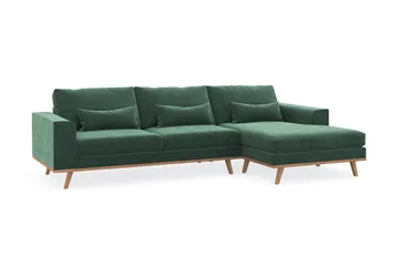 Copenhagen 4-sits Högervänd L-formad Divansoffa i Sammet - Mörkgrön - Möbler - Soffa - Divansoffa & schäslongsoffa - 4 sits soffa med divan