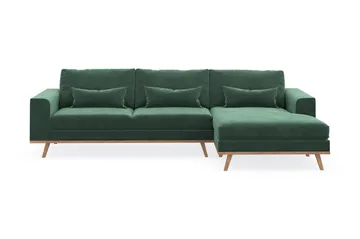 Copenhagen 4-sits Högervänd L-formad Divansoffa i Sammet - Mörkgrön - Möbler - Soffa - Divansoffa & schäslongsoffa - 4 sits soffa med divan