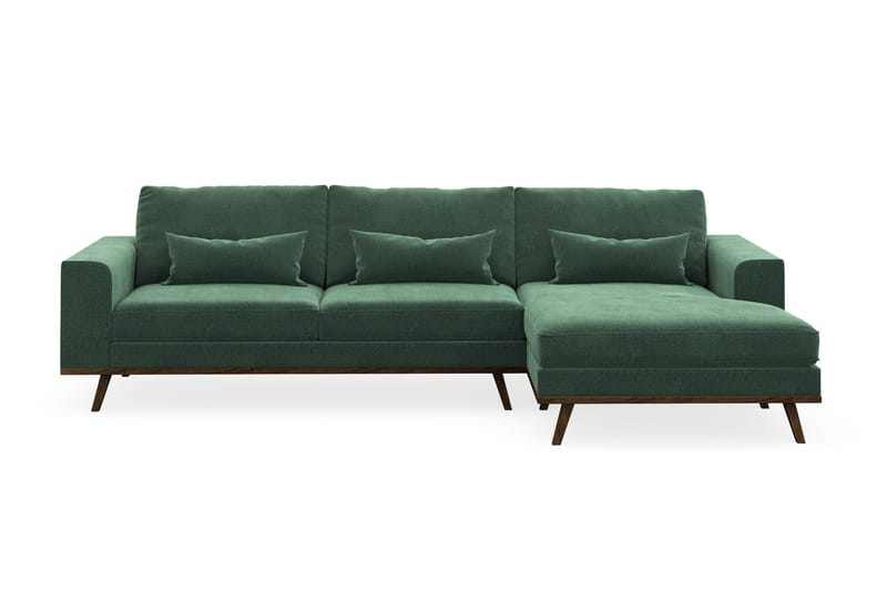 Copenhagen 4-sits Högervänd L-formad Divansoffa i Sammet - Mörkgrön - Möbler - Soffa - Divansoffa & schäslongsoffa - 4 sits soffa med divan