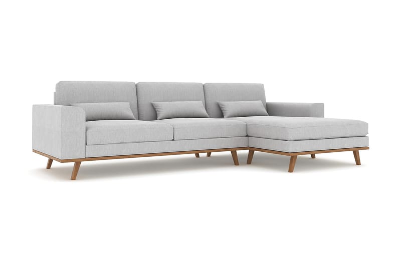 Copenhagen 4-sits Högervänd L-formad Divansoffa i Tyg - Grå - Möbler - Soffa - Divansoffa & schäslongsoffa - 4 sits soffa med divan