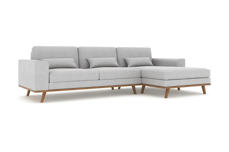 Copenhagen 4-sits Högervänd L-formad Divansoffa i Tyg - Grå - Möbler - Soffa - Divansoffa & schäslongsoffa - 4 sits soffa med divan