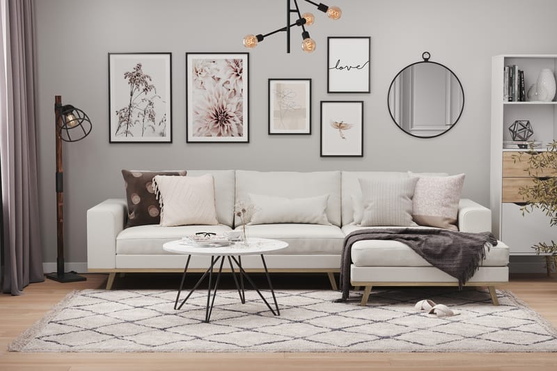Copenhagen 4-sits Högervänd L-formad Divansoffa i Tyg - Ljusgrå - Möbler - Soffa - Divansoffa & schäslongsoffa - 4 sits soffa med divan