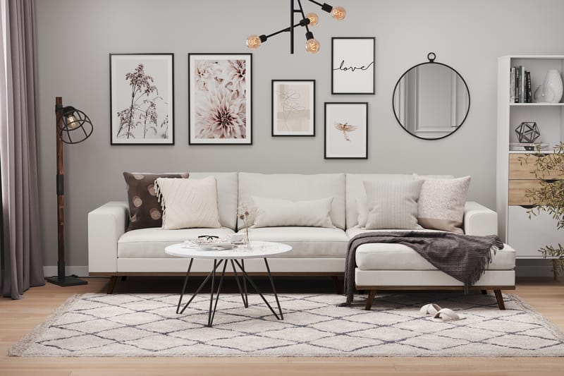 Copenhagen 4-sits Högervänd L-formad Divansoffa i Tyg - Ljusgrå - Möbler - Soffa - Divansoffa & schäslongsoffa - 4 sits soffa med divan