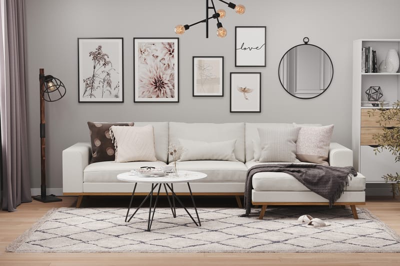 Copenhagen 4-sits Högervänd L-formad Divansoffa i Tyg - Ljusgrå - Möbler - Soffa - Divansoffa & sch�äslongsoffa - 4 sits soffa med divan