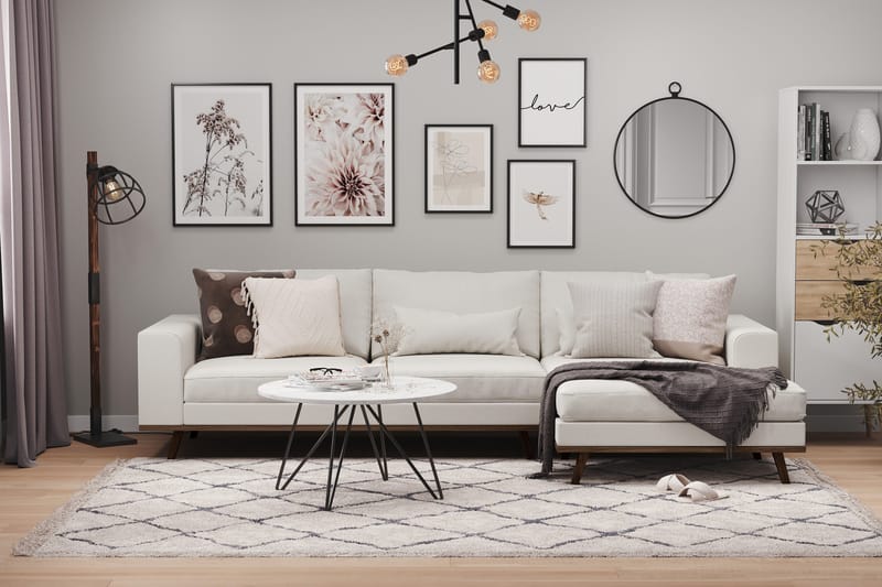 Copenhagen 4-sits Högervänd L-formad Divansoffa i Tyg - Ljusgrå - Möbler - Soffa - Divansoffa & schäslongsoffa - 4 sits soffa med divan