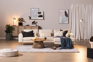 Copenhagen 4-sits Högervänd L-formad Djup Divansoffa i Manchester - Beige - Möbler - Soffa - Divansoffa & schäslongsoffa - 4 sits soffa med divan