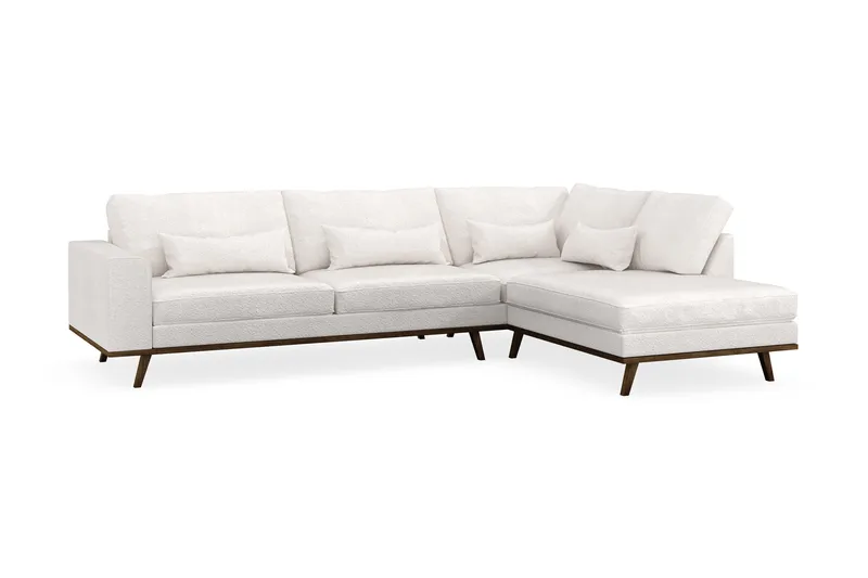 Copenhagen 4-sits Högervänd L-formad Schäslongsoffa i Bouclé - Vit - Möbler - Soffa - Divansoffa & schäslongsoffa - 4 sits soffa med divan
