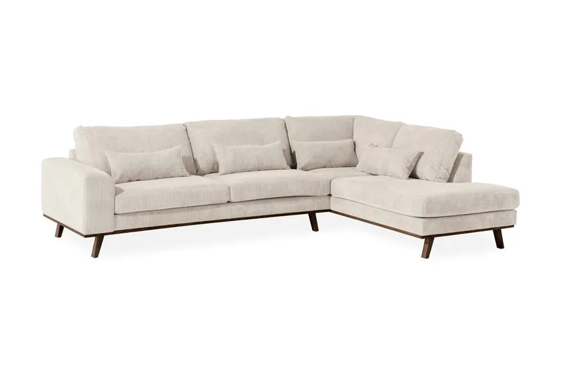 Copenhagen 4-sits Högervänd L-formad Schäslongsoffa i Manchester - Beige - Möbler - Soffa - Divansoffa & schäslongsoffa - 4 sits soffa med divan