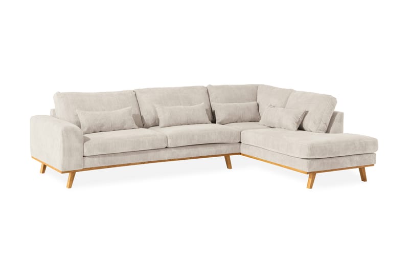 Copenhagen 4-sits Högervänd L-formad Schäslongsoffa i Manchester - Beige - Möbler - Soffa - Divansoffa & schäslongsoffa - 4 sits soffa med divan