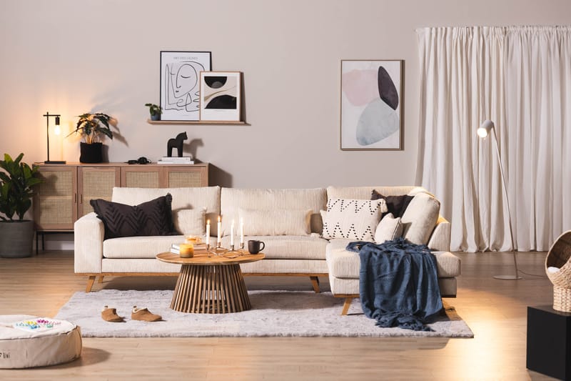 Copenhagen 4-sits Högervänd L-formad Schäslongsoffa i Manchester - Beige - Möbler - Soffa - Divansoffa & schäslongsoffa - 4 sits soffa med divan