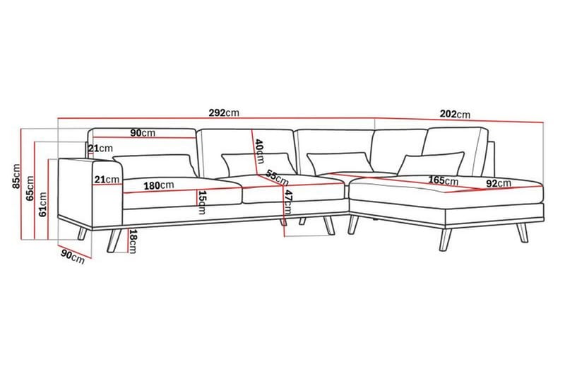 Copenhagen 4-sits Högervänd L-formad Schäslongsoffa i Manchester - Ljusgrå - Möbler - Soffa - Divansoffa & schäslongsoffa - 4 sits soffa med divan