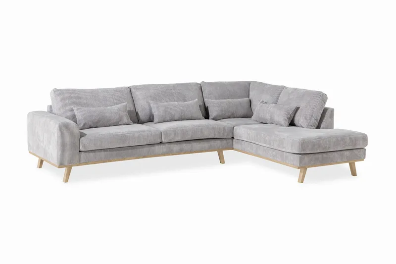 Copenhagen 4-sits Högervänd L-formad Schäslongsoffa i Manchester - Ljusgrå - Möbler - Soffa - Divansoffa & schäslongsoffa - 4 sits soffa med divan