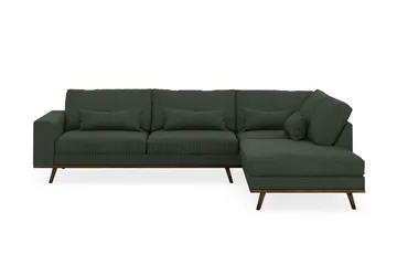 Copenhagen 4-sits Högervänd L-formad Schäslongsoffa i Manchester - Mörkgrön - Möbler - Soffa - Divansoffa & schäslongsoffa - 4 sits soffa med divan