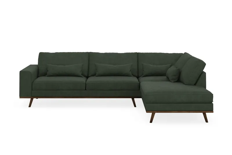 Copenhagen 4-sits Högervänd L-formad Schäslongsoffa i Manchester - Mörkgrön - Möbler - Soffa - Divansoffa & schäslongsoffa - 4 sits soffa med divan