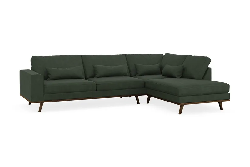 Copenhagen 4-sits Högervänd L-formad Schäslongsoffa i Manchester - Mörkgrön - Möbler - Soffa - Divansoffa & schäslongsoffa - 4 sits soffa med divan