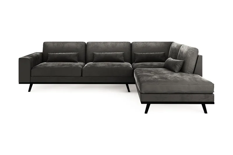 Copenhagen 4-sits Högervänd L-formad Schäslongsoffa i Sammet - Mörkgrå - Möbler - Soffa - Divansoffa & schäslongsoffa - 4 sits soffa med divan