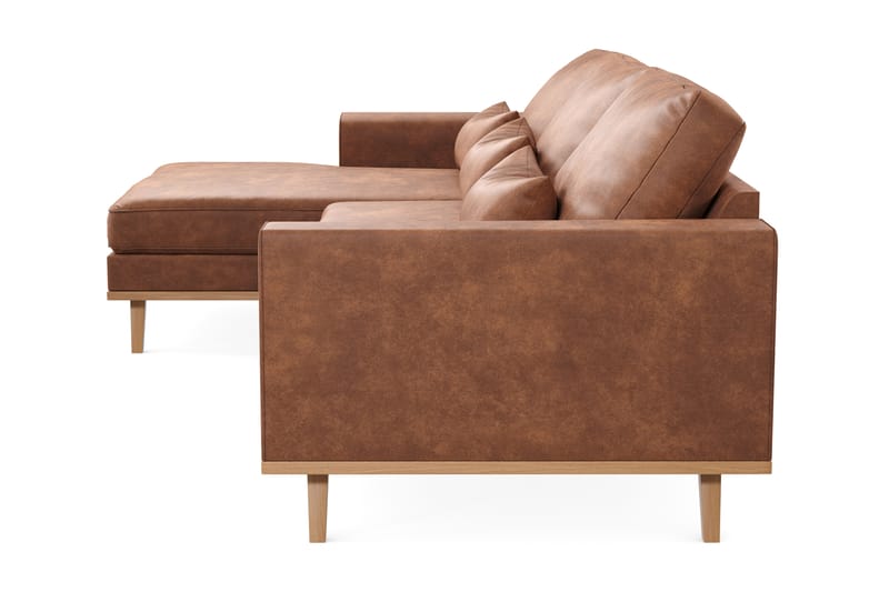 Copenhagen 4-sits Vänstervänd L-formad Divansoffa i Konstläder - Brun - Möbler - Soffa - Divansoffa & schäslongsoffa - 4 sits soffa med divan