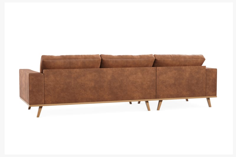 Copenhagen 4-sits Vänstervänd L-formad Divansoffa i Konstläder - Brun - Möbler - Soffa - Divansoffa & schäslongsoffa - 4 sits soffa med divan