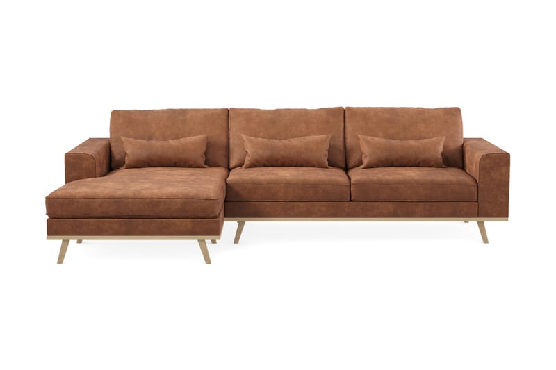 Copenhagen 4-sits Vänstervänd L-formad Divansoffa i Konstläder - Brun - Möbler - Soffa - Divansoffa & schäslongsoffa - 4 sits soffa med divan
