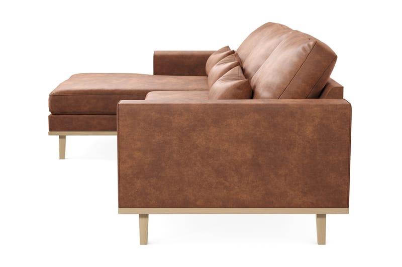 Copenhagen 4-sits Vänstervänd L-formad Divansoffa i Konstläder - Brun - Möbler - Soffa - Divansoffa & schäslongsoffa - 4 sits soffa med divan