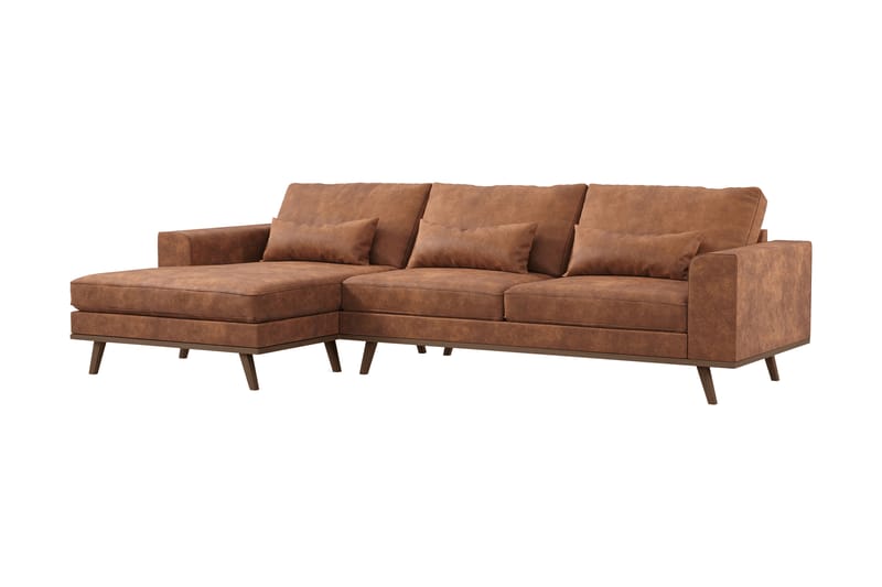Copenhagen 4-sits Vänstervänd L-formad Divansoffa i Konstläder - Brun - Möbler - Soffa - Divansoffa & schäslongsoffa - 4 sits soffa med divan