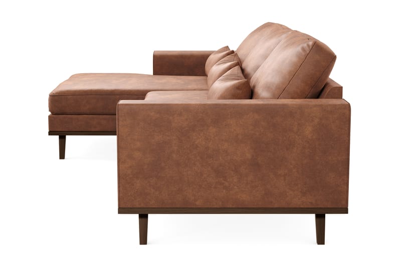 Copenhagen 4-sits Vänstervänd L-formad Divansoffa i Konstläder - Brun - Möbler - Soffa - Divansoffa & schäslongsoffa - 4 sits soffa med divan