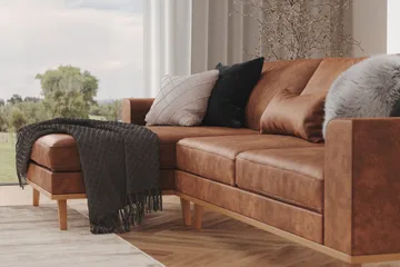 Copenhagen 4-sits Vänstervänd L-formad Divansoffa i Konstläder - Brun - Möbler - Soffa - Divansoffa & schäslongsoffa - 4 sits soffa med divan