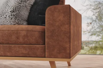 Copenhagen 4-sits Vänstervänd L-formad Divansoffa i Konstläder - Brun - Möbler - Soffa - Divansoffa & schäslongsoffa - 4 sits soffa med divan