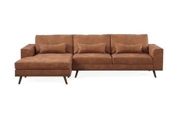 Copenhagen 4-sits Vänstervänd L-formad Divansoffa i Konstläder - Brun - Möbler - Soffa - Divansoffa & schäslongsoffa - 4 sits soffa med divan