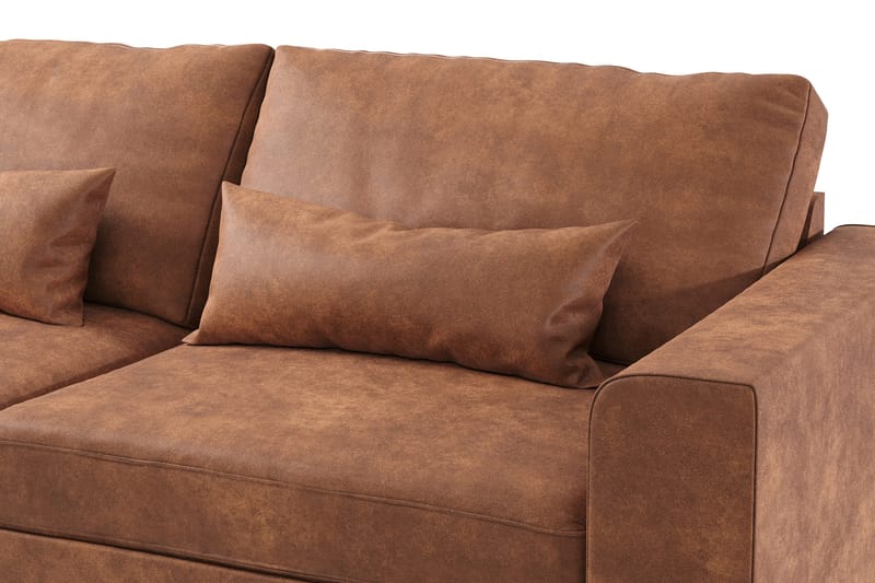 Copenhagen 4-sits Vänstervänd L-formad Divansoffa i Konstläder - Brun - Möbler - Soffa - Divansoffa & schäslongsoffa - 4 sits soffa med divan