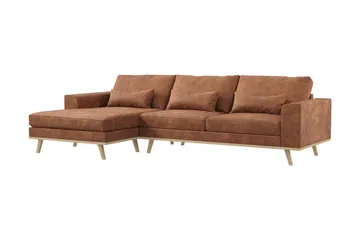 Copenhagen 4-sits Vänstervänd L-formad Divansoffa i Konstläder - Brun - Möbler - Soffa - Divansoffa & schäslongsoffa - 4 sits soffa med divan
