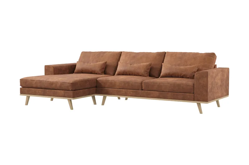 Copenhagen 4-sits Vänstervänd L-formad Divansoffa i Konstläder - Brun - Möbler - Soffa - Divansoffa & schäslongsoffa - 4 sits soffa med divan