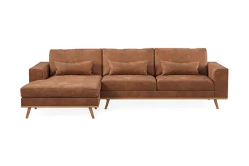Copenhagen 4-sits Vänstervänd L-formad Divansoffa i Konstläder - Brun - Möbler - Soffa - Divansoffa & schäslongsoffa - 4 sits soffa med divan