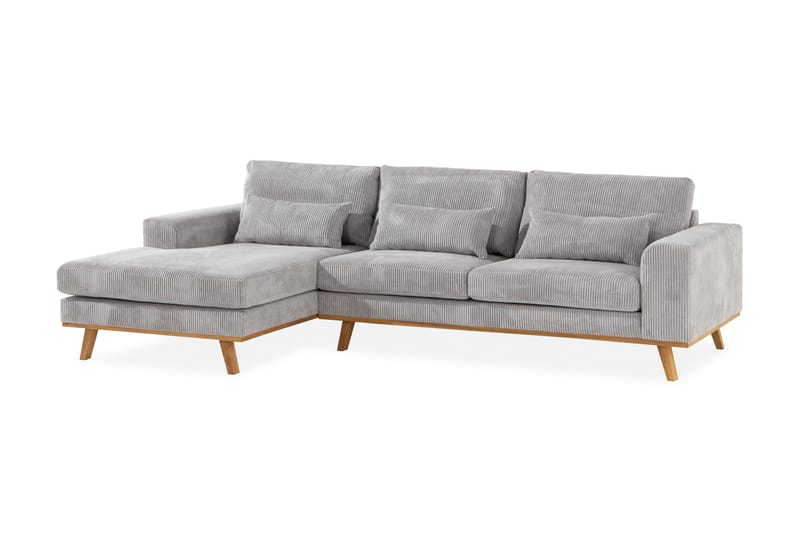 Copenhagen 4-sits Vänstervänd L-formad Divansoffa i Manchester - Ljusgrå - Möbler - Soffa - Divansoffa & schäslongsoffa - 4 sits soffa med divan