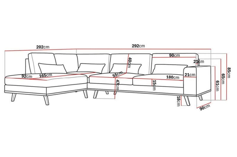 Copenhagen 4-sits Vänstervänd L-formad Divansoffa i Manchester - Ljusgrå - Möbler - Soffa - Divansoffa & schäslongsoffa - 4 sits soffa med divan