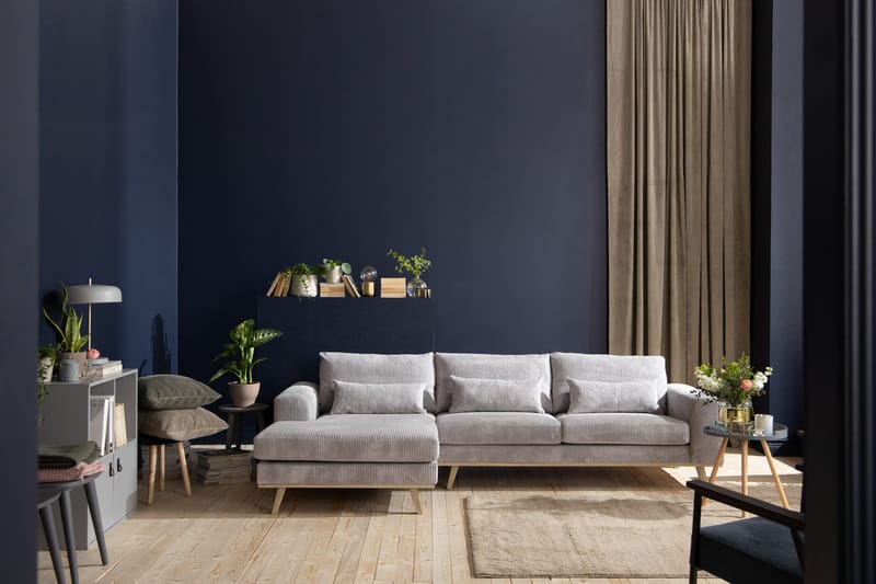 Copenhagen 4-sits Vänstervänd L-formad Divansoffa i Manchester - Ljusgrå - Möbler - Soffa - Divansoffa & schäslongsoffa - 4 sits soffa med divan