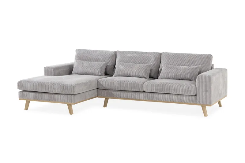 Copenhagen 4-sits Vänstervänd L-formad Divansoffa i Manchester - Ljusgrå - Möbler - Soffa - Divansoffa & schäslongsoffa - 4 sits soffa med divan