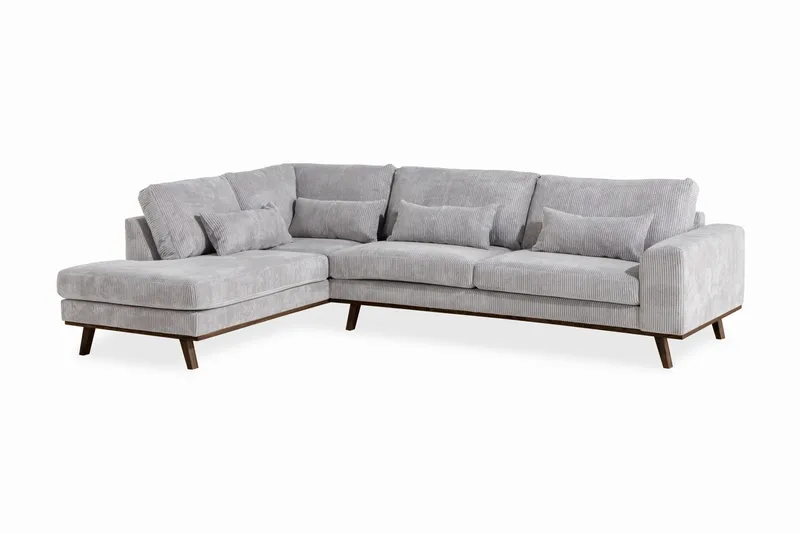 Copenhagen 4-sits Vänstervänd L-formad Divansoffa i Manchester - Ljusgrå - Möbler - Soffa - Divansoffa & schäslongsoffa - 4 sits soffa med divan