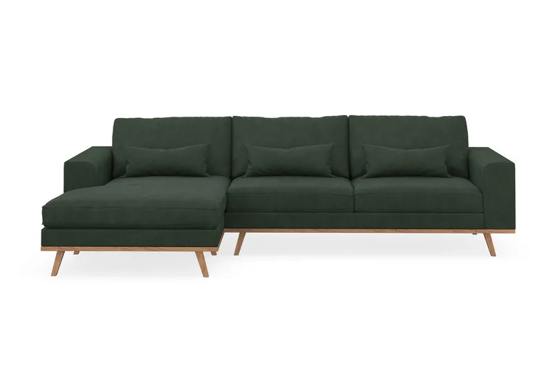 Copenhagen 4-sits Vänstervänd L-formad Divansoffa i Manchester - Mörkgrön - Möbler - Soffa - Divansoffa & schäslongsoffa - 4 sits soffa med divan