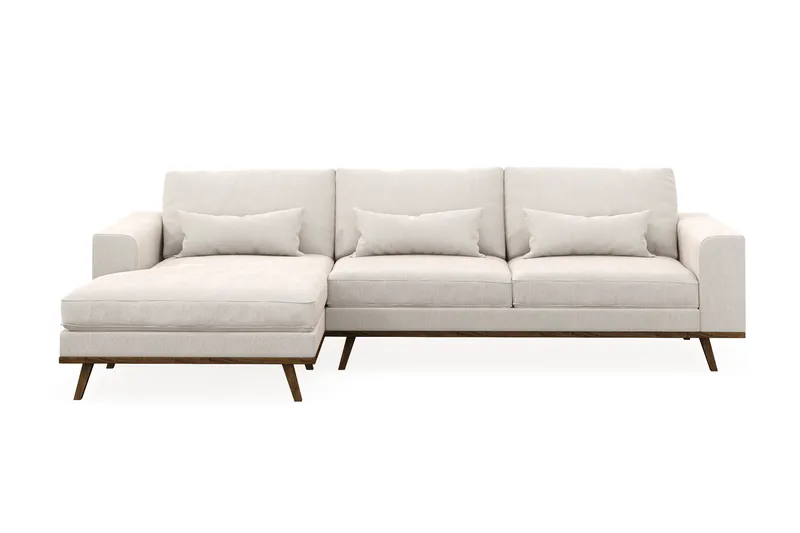 Copenhagen 4-sits Vänstervänd L-formad Divansoffa i Sammet - Krämvit - Möbler - Soffa - Divansoffa & schäslongsoffa - 4 sits soffa med divan