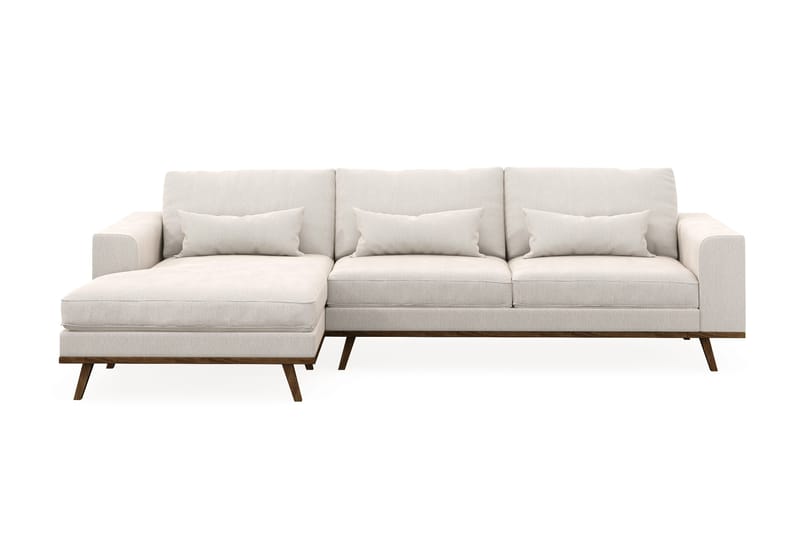 Copenhagen 4-sits Vänstervänd L-formad Divansoffa i Sammet - Krämvit - Möbler - Soffa - Divansoffa & schäslongsoffa - 4 sits soffa med divan