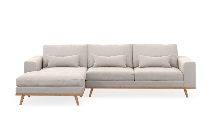Copenhagen 4-sits Vänstervänd L-formad Divansoffa i Sammet - Krämvit - Möbler - Soffa - Divansoffa & schäslongsoffa - 4 sits soffa med divan