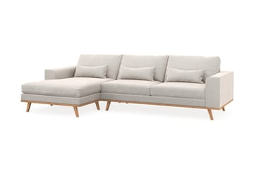 Copenhagen 4-sits Vänstervänd L-formad Divansoffa i Sammet - Krämvit - Möbler - Soffa - Divansoffa & schäslongsoffa - 4 sits soffa med divan